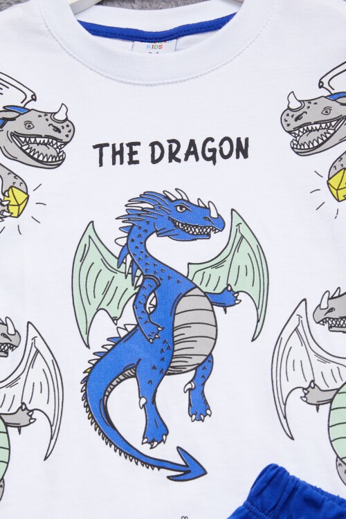 Lacivert Ejderha Baskılı Erkek Çocuk Şortlu Takım 15399