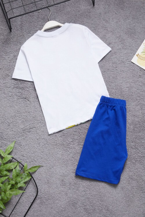 Lacivert Ejderha Baskılı Erkek Çocuk Şortlu Takım 15399