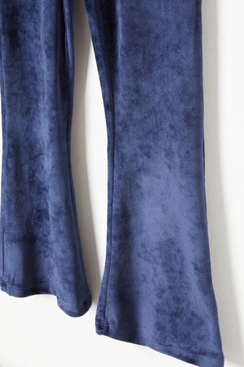 Lacivert İspanyol Paça Kadife Tayt Kız Çocuk 16473