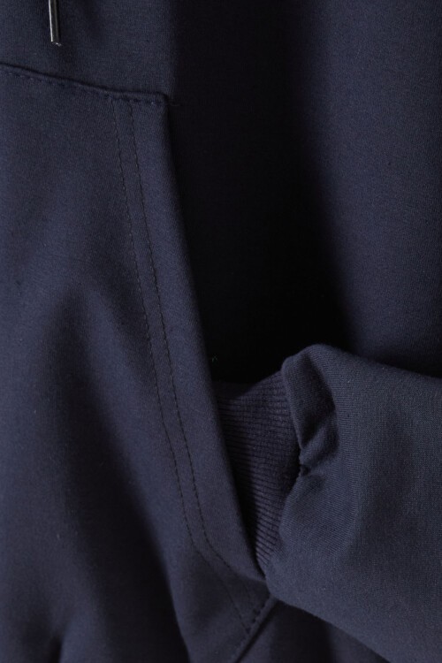 Erkek Çocuk Kapüşonlu Fermuarlı Lacivert Okul Hırkası 16195