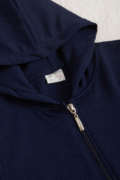 Lacivert Sıfır Kol Kapüşonlu Erkek Bebek Yelek 15668