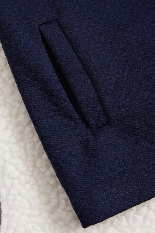 Lacivert Sıfır Kol Kapüşonlu Erkek Bebek Yelek 15668