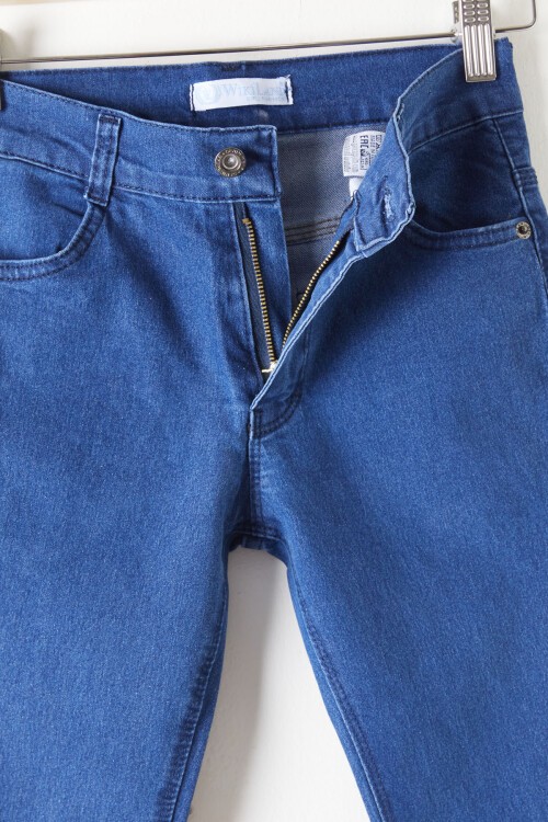 Lacivert Yırtmaçlı İspanyol Paça Kız Çocuk Jean Pantolon 16210