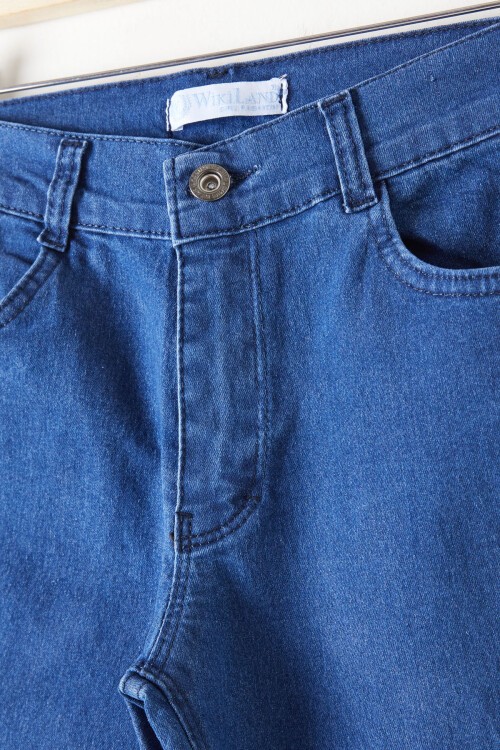 Lacivert Yırtmaçlı İspanyol Paça Kız Çocuk Jean Pantolon 16210