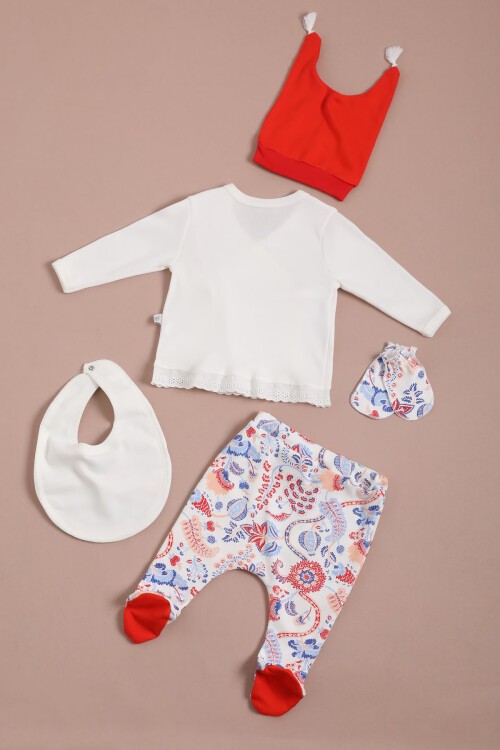 Lalezar Desen Patikli Kız Bebek 5li Yenidoğan Zıbın Seti 16127