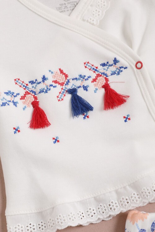 Lalezar Desen Patikli Kız Bebek 5li Yenidoğan Zıbın Seti 16127