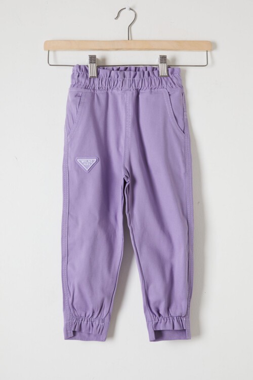 Lila Beli Lastikli Logolu Kız Çocuk Pantolon 16230