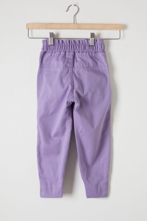 Lila Beli Lastikli Logolu Kız Çocuk Pantolon 16230