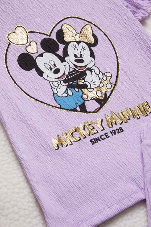 Lila Kalpli Karakter Baskılı Kız Çocuk Şortlu Takım 15448