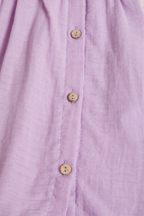 Lila Kolsuz Düğmeli Kız Çocuk Elbise 15596