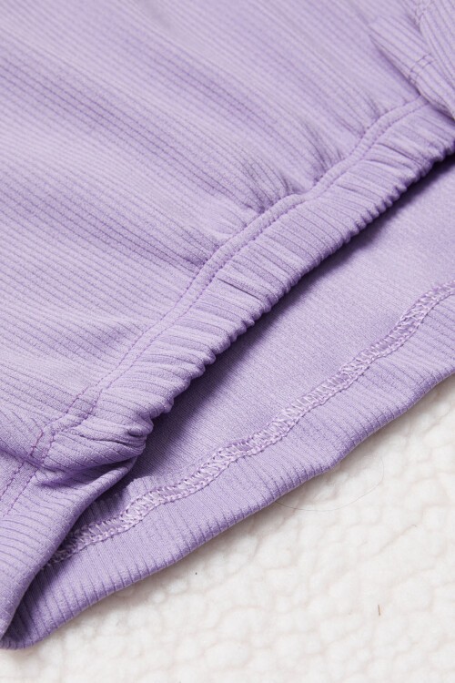 Lila Tavşan Detaylı Kız Çocuk Şortlu Takım 15426