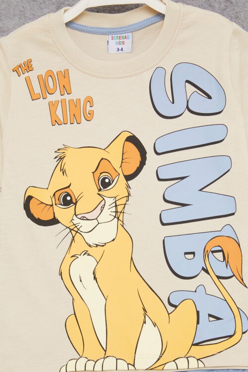 Mavi Aslan Kral Baskılı Erkek Çocuk Şortlu Takım 15403