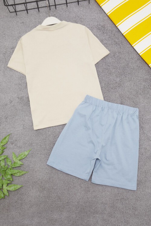 Mavi Aslan Kral Baskılı Erkek Çocuk Şortlu Takım 15403