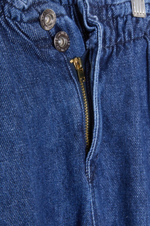 Mavi Beli Lastikli Yüksek Bel Kız Çocuk Jean Pantolon 16393