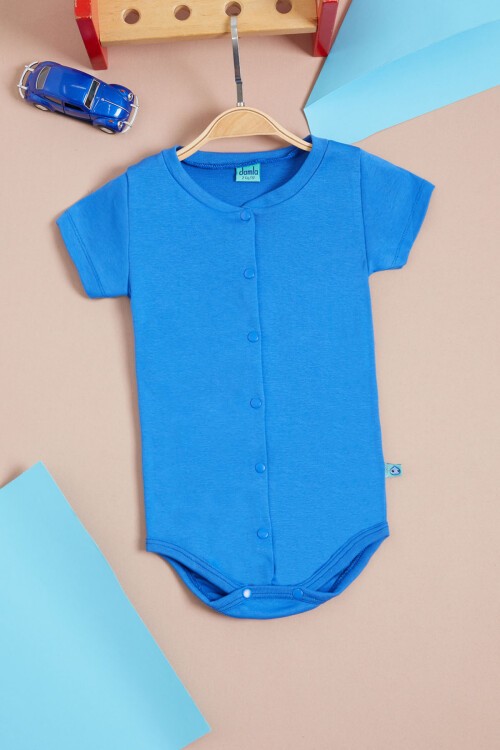 Mavi Çıtçıtlı Kısa Kollu bebek Body 15527