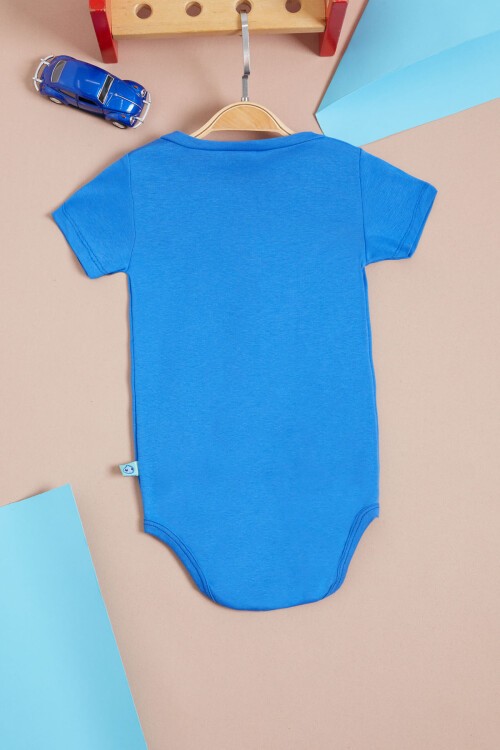 Mavi Çıtçıtlı Kısa Kollu bebek Body 15527