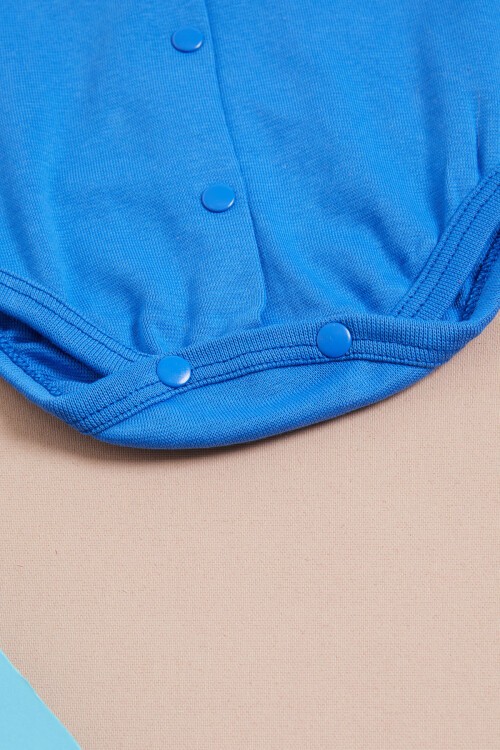 Mavi Çıtçıtlı Kısa Kollu bebek Body 15527