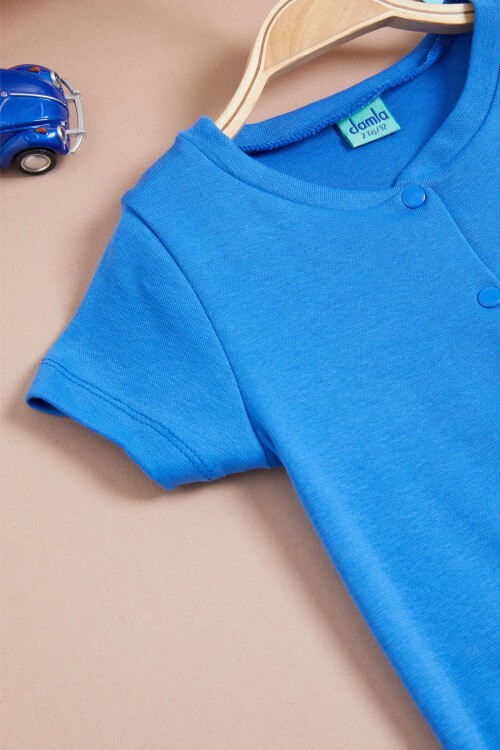Mavi Çıtçıtlı Kısa Kollu bebek Body 15527