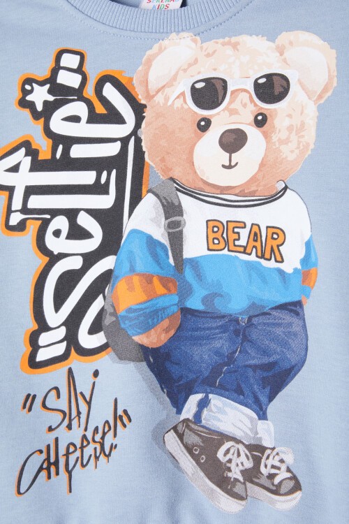 Mavi Cool Ayıcık Baskılı Erkek Çocuk Eşofman Takımı 16350