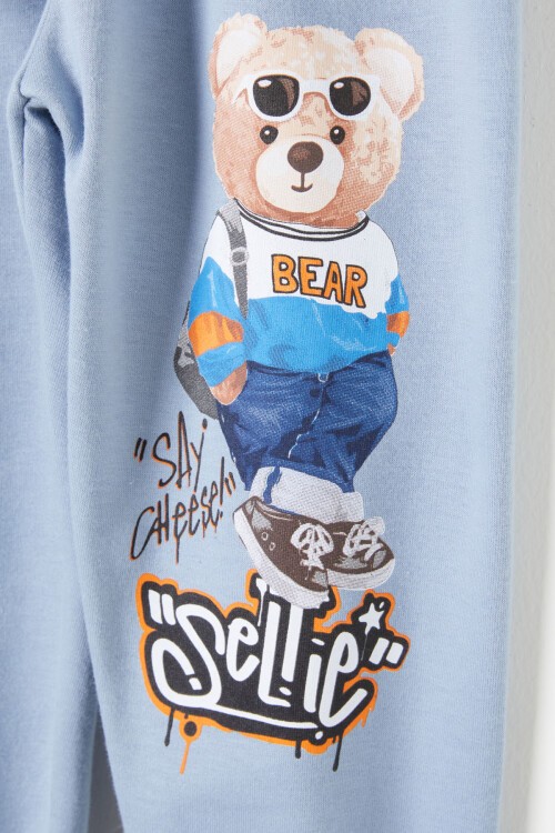 Mavi Cool Ayıcık Baskılı Erkek Çocuk Eşofman Takımı 16350