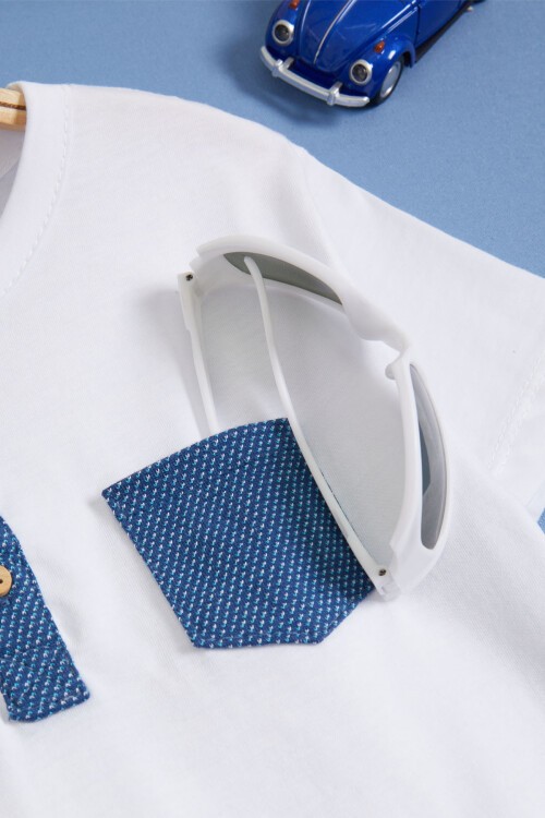 Mavi Desenli Erkek bebek Şortlu Takım  15609