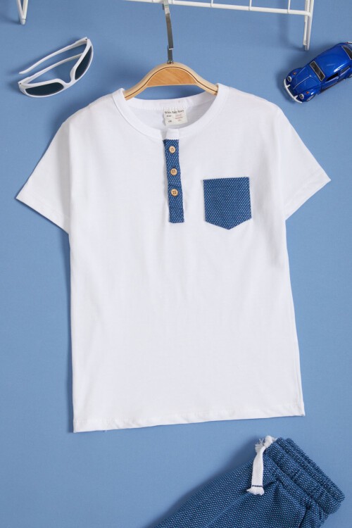 Mavi Desenli Erkek bebek Şortlu Takım  15609