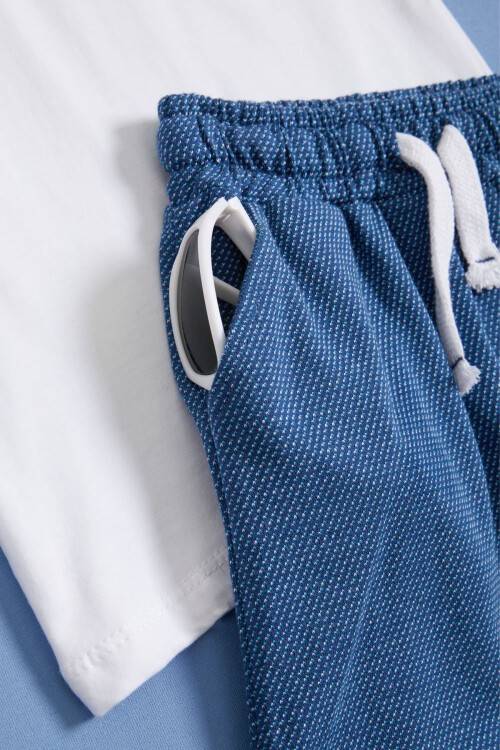 Mavi Desenli Erkek bebek Şortlu Takım  15609