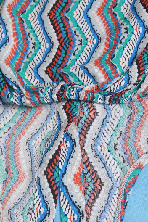 Mavi Desenli Gömlekli İspanyol Paça Pantolon Kız Takım 15598