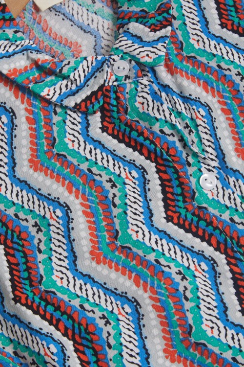 Mavi Desenli Gömlekli İspanyol Paça Pantolon Kız Takım 15598