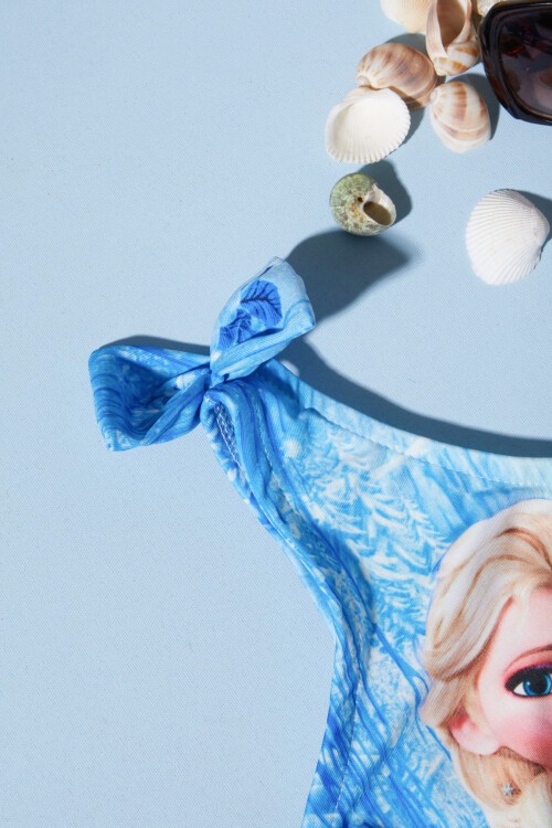 Mavi Frozen Baskılı Kız Mayo Takımı 15623