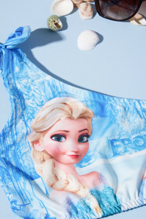 Mavi Frozen Baskılı Kız Mayo Takımı 15623