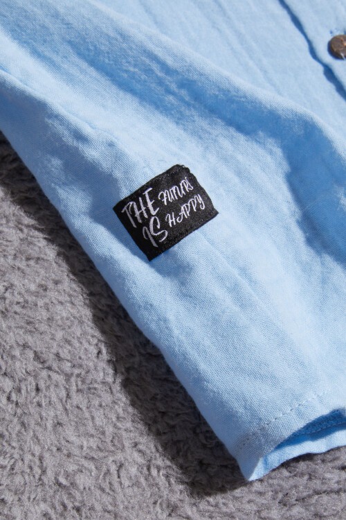 Mavi Gömlekli Keten Şortlu Erkek Çocuk Takım 15429