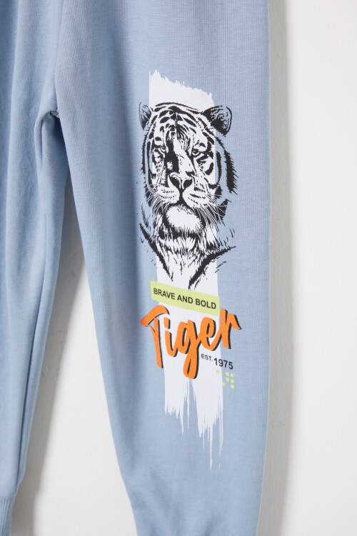 Mavi Kaplan Baskılı Erkek Çocuk Eşofman Takımı 16355