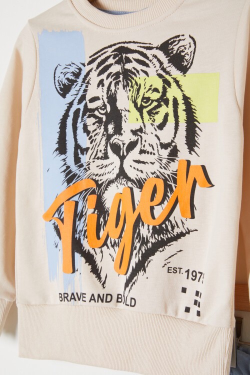 Mavi Kaplan Baskılı Erkek Çocuk Eşofman Takımı 16355