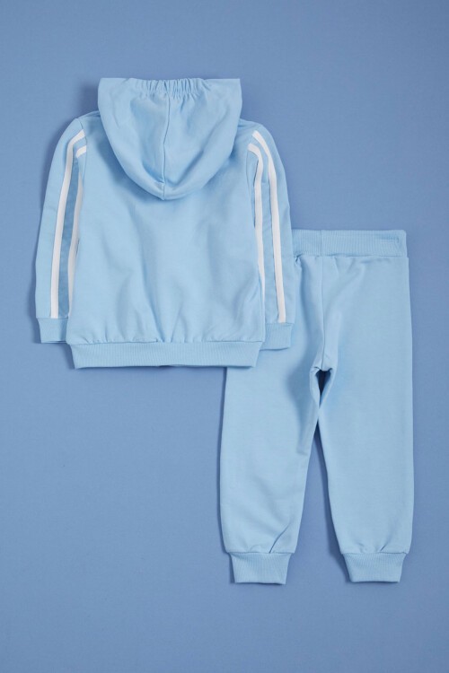 Mavi Kapşonlu Hırkalı Fermuarlı Erkek Bebek Takımı 16144