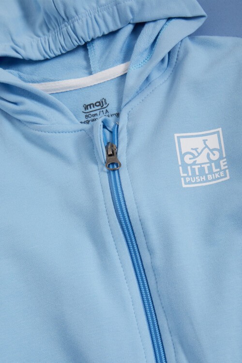 Mavi Kapşonlu Hırkalı Fermuarlı Erkek Bebek Takımı 16144