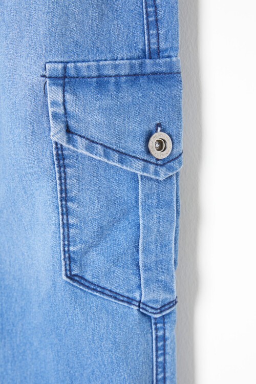 Mavi Kargo Cepli Beli Lastikli Erkek Çocuk Jean Pantolon 16238