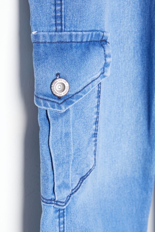 Mavi Kargo Cepli Beli Lastikli Erkek Çocuk Jean Pantolon 16238
