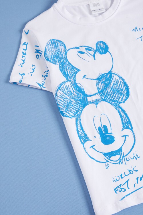 Mavi Yazılı Karakter Baskılı Erkek Çocuk Şortlu Takım 16033