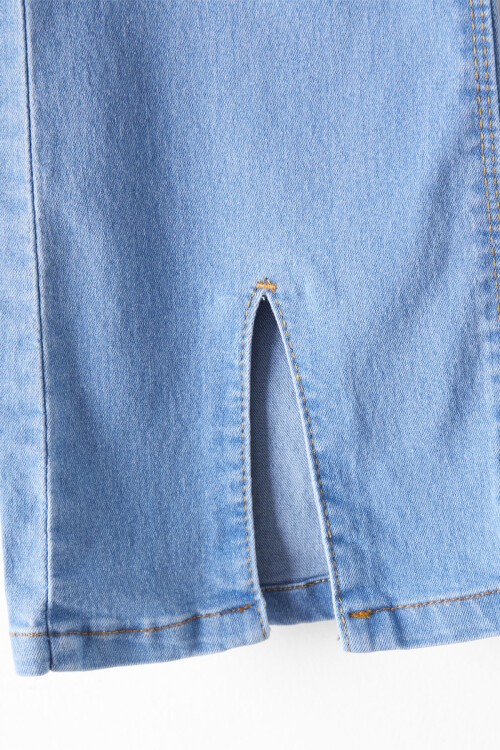 Mavi Yırtmaçlı İspanyol Paça Kız Çocuk Jean Pantolon 16208