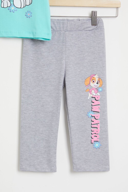 Mint Pati Baskı Tişört ve Şort Taytlı Kız Takım 15445