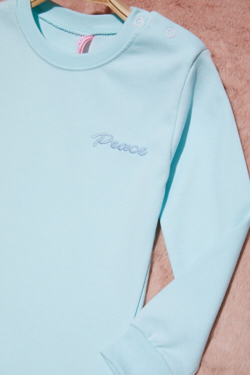 Mint Yazı Nakışlı Kız Çocuk Çıtçıtlı Sweatshirt 16422
