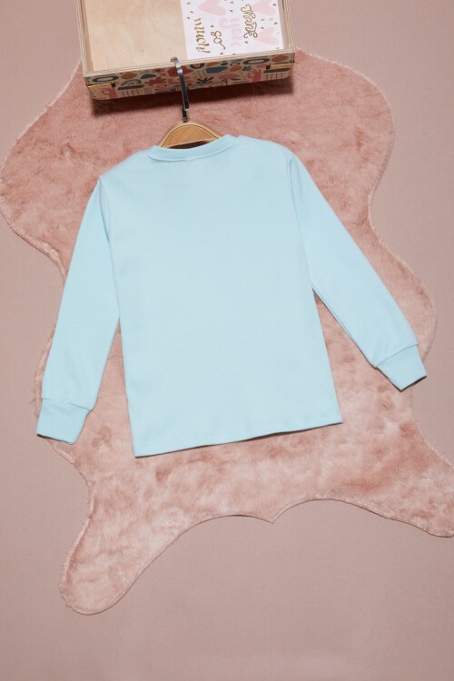 Mint Yazı Nakışlı Kız Çocuk Çıtçıtlı Sweatshirt 16422