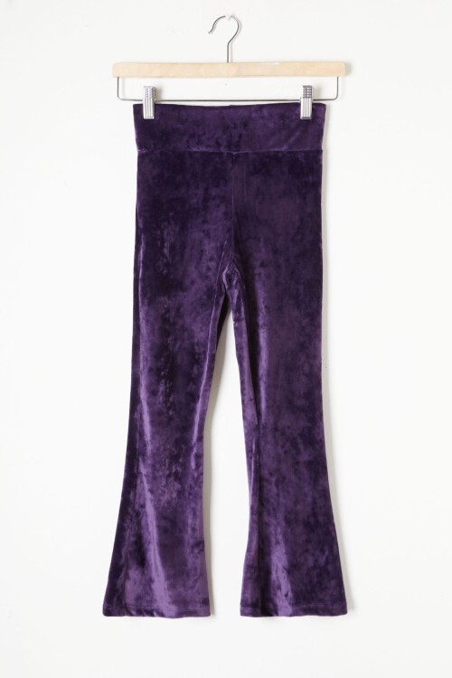 Mor İspanyol Paça Kadife Tayt Kız Çocuk 16476