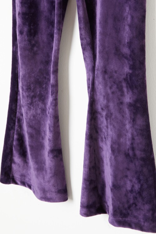 Mor İspanyol Paça Kadife Tayt Kız Çocuk 16476