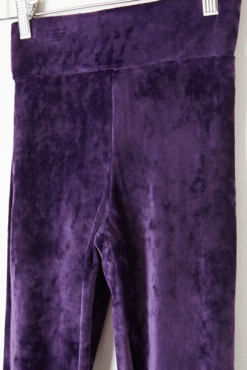 Mor İspanyol Paça Kadife Tayt Kız Çocuk 16476