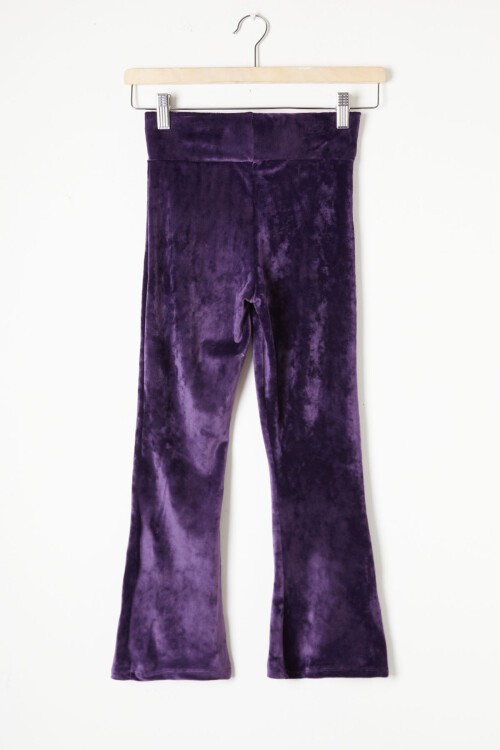 Mor İspanyol Paça Kadife Tayt Kız Çocuk 16476
