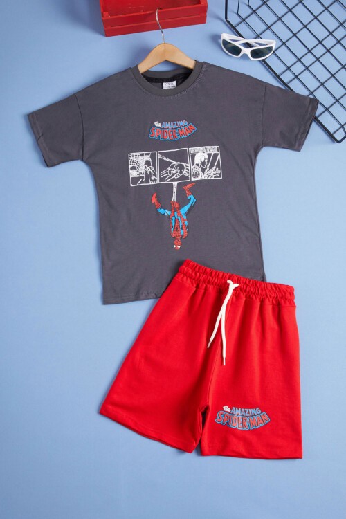 Örümcek Adam Baskılı Erkek Çocuk Şortlu Takım 15478