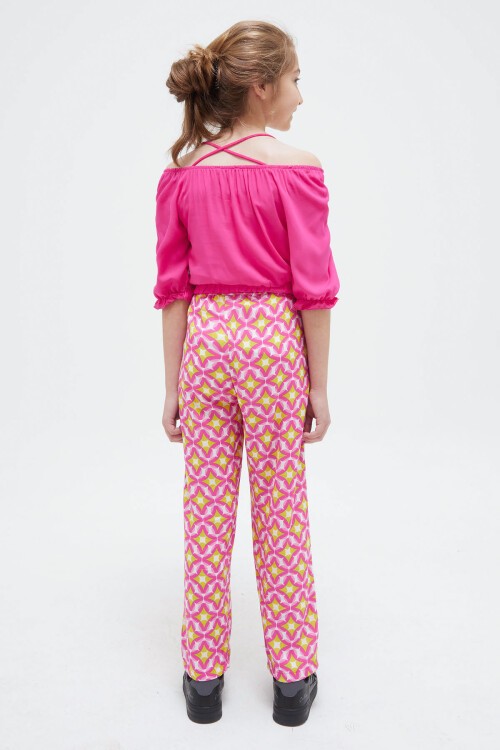 Pembe Askılı Bluzlu Pantolonlu Kız Çocuk Takım 15410