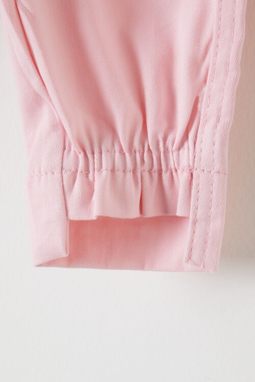 Pembe Beli Lastikli Logolu Kız Çocuk Pantolon 16229